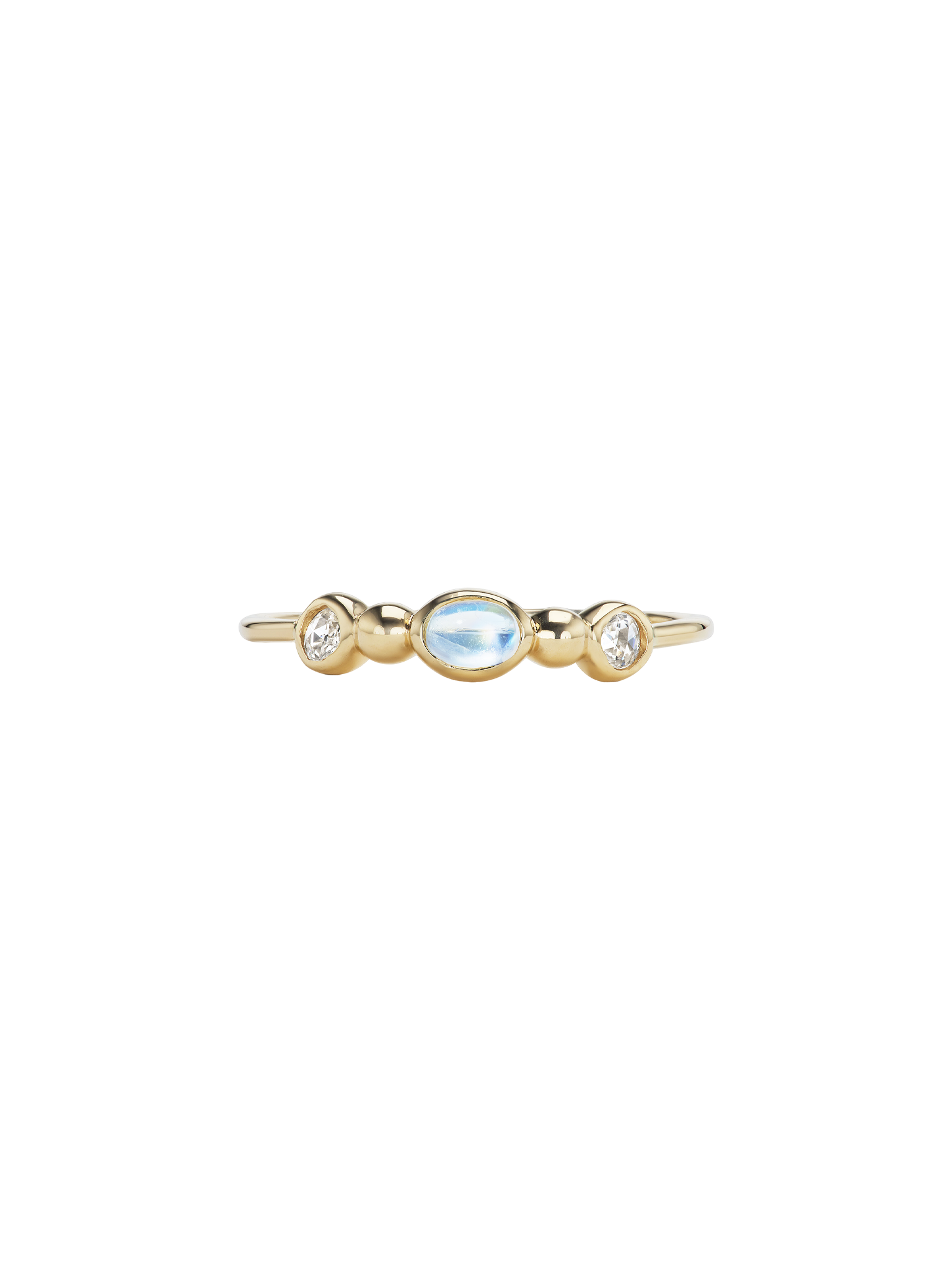 Rowan ring with diamonds and moonstone